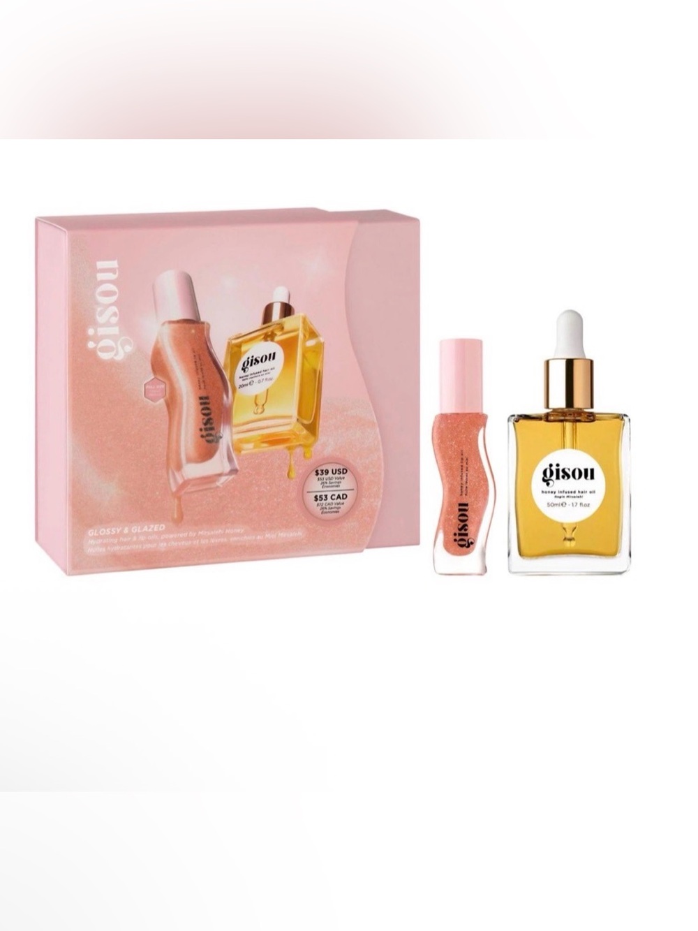 Gisou Honey-Infused Hair Oil & Pink Gloss Set — Pink